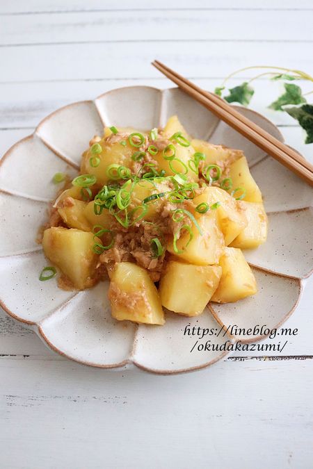 【レンチン6分で完成】じゃがいもとツナの味噌バターあえ
