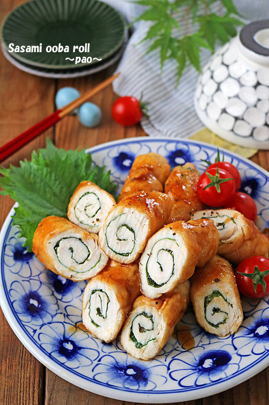 ささみの大葉巻き照り焼き♪お弁当やおつまみにも