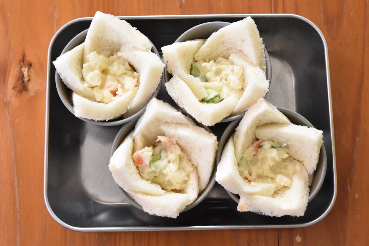食パンカップでツナ缶キッシュ