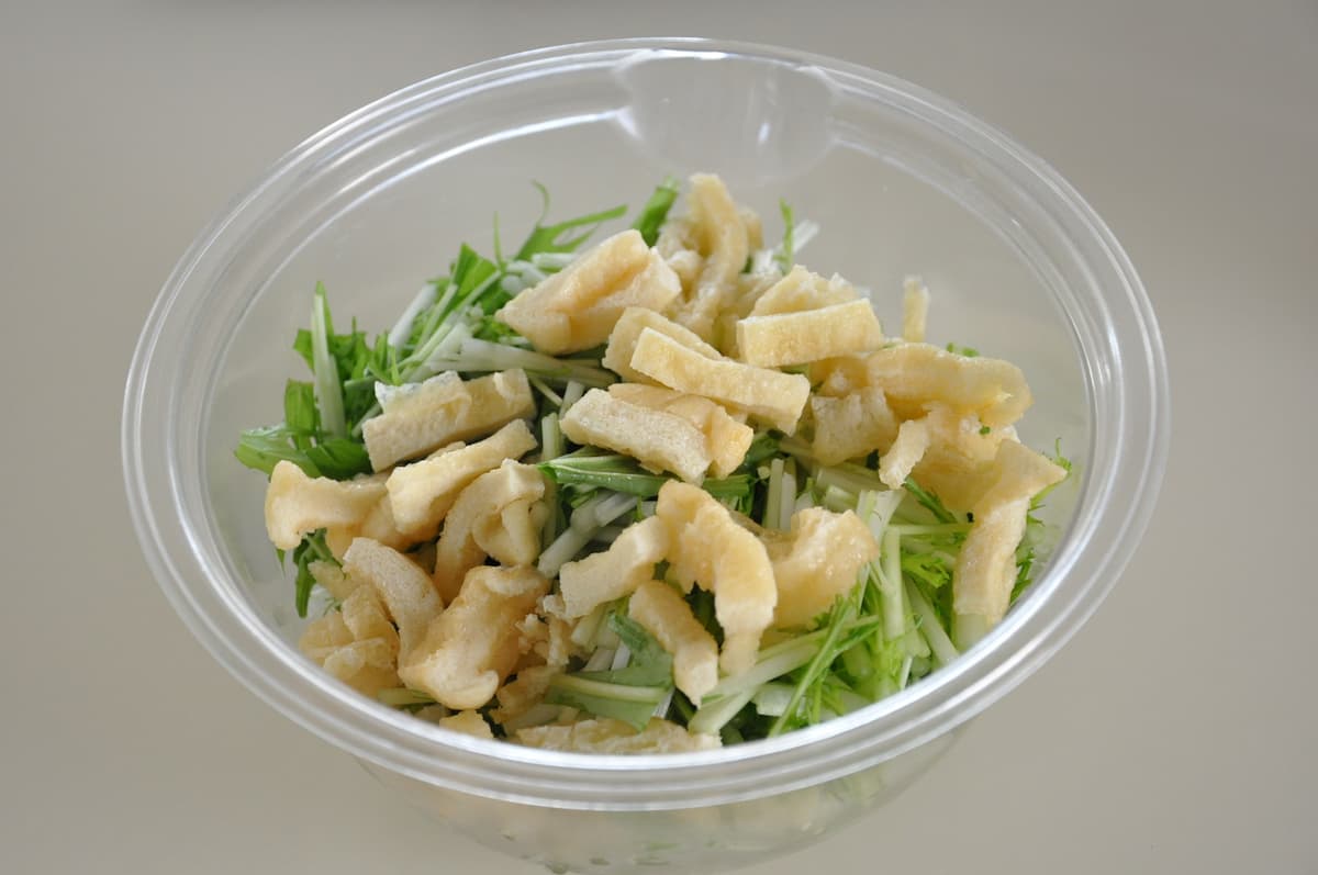 水菜と油揚げの白だし煮