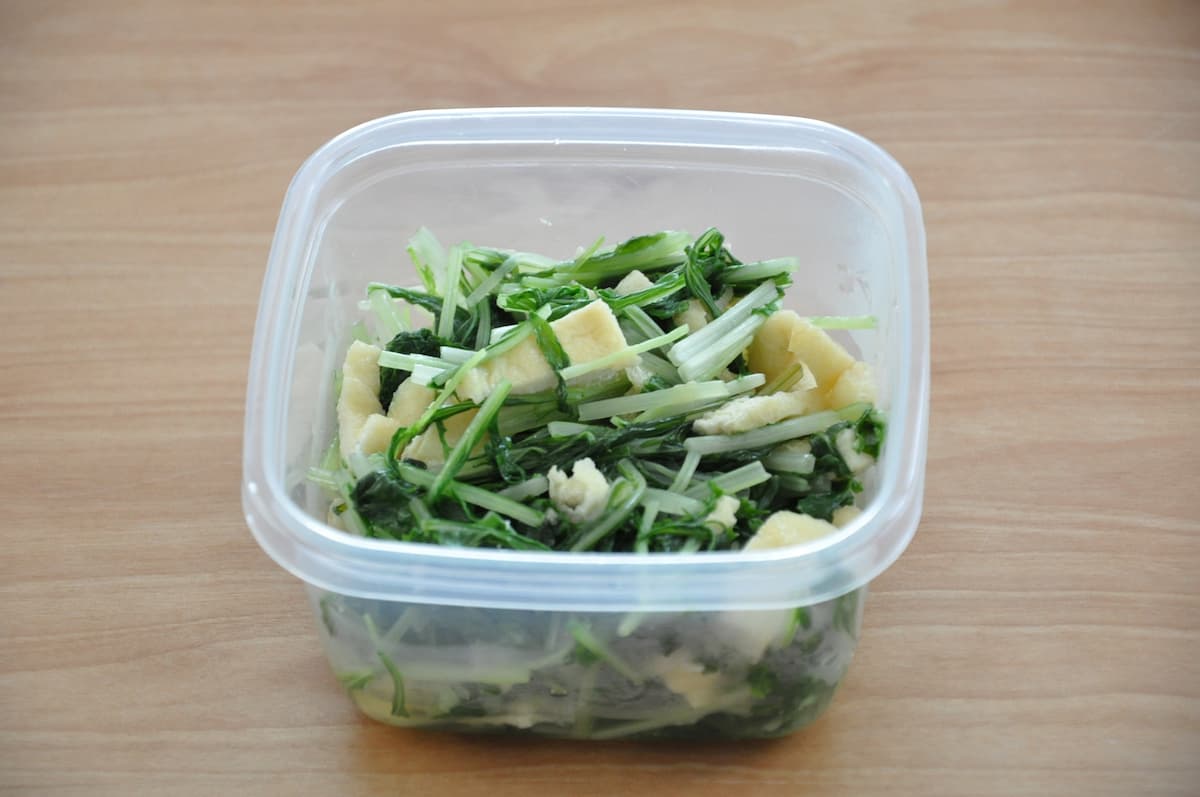 水菜と油揚げの白だし煮