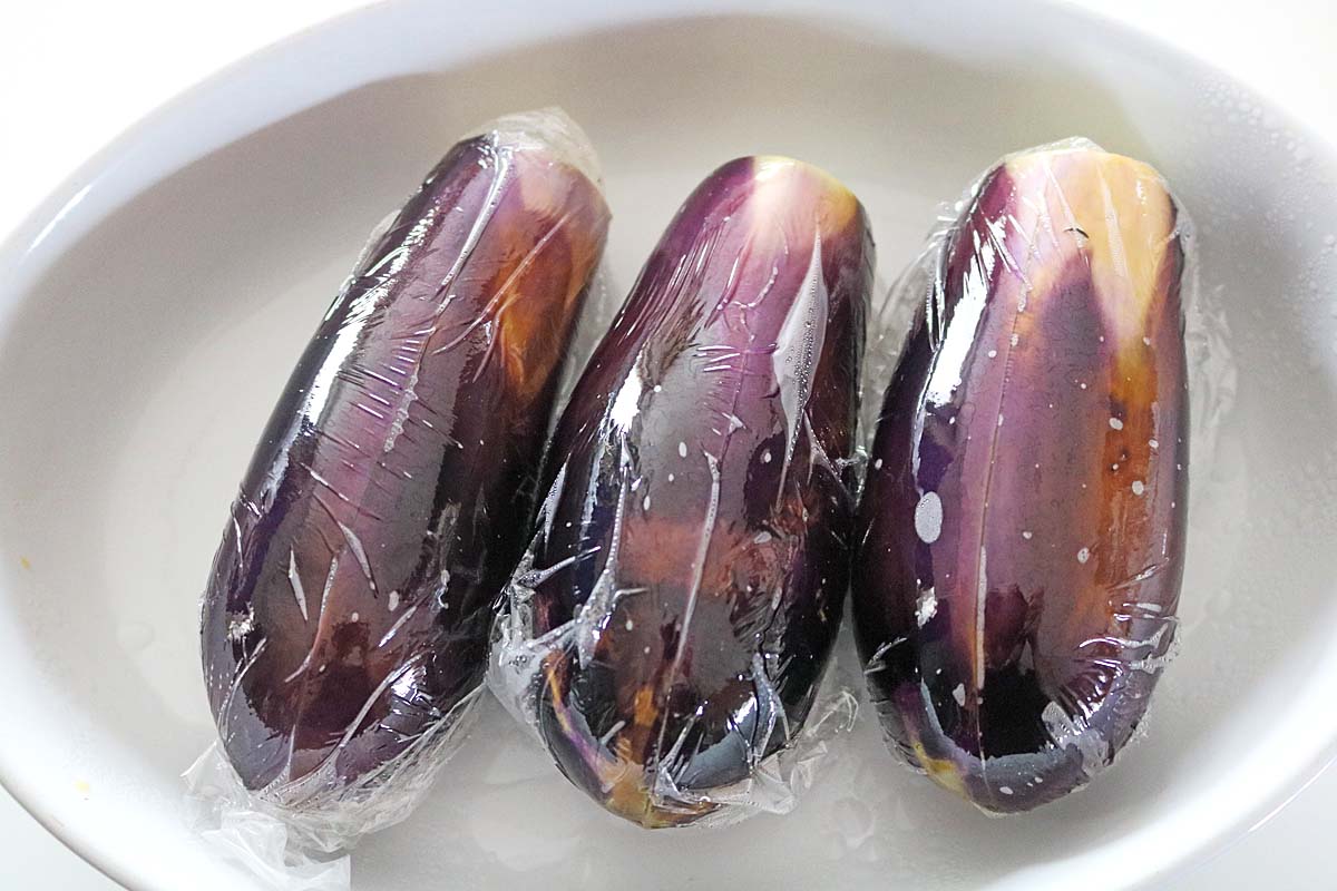 なすのツナキムチ挟み蒸し３