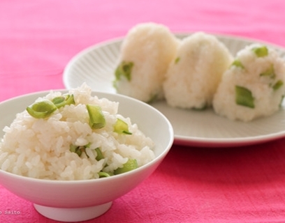 砂糖豌豆の豆ごはん