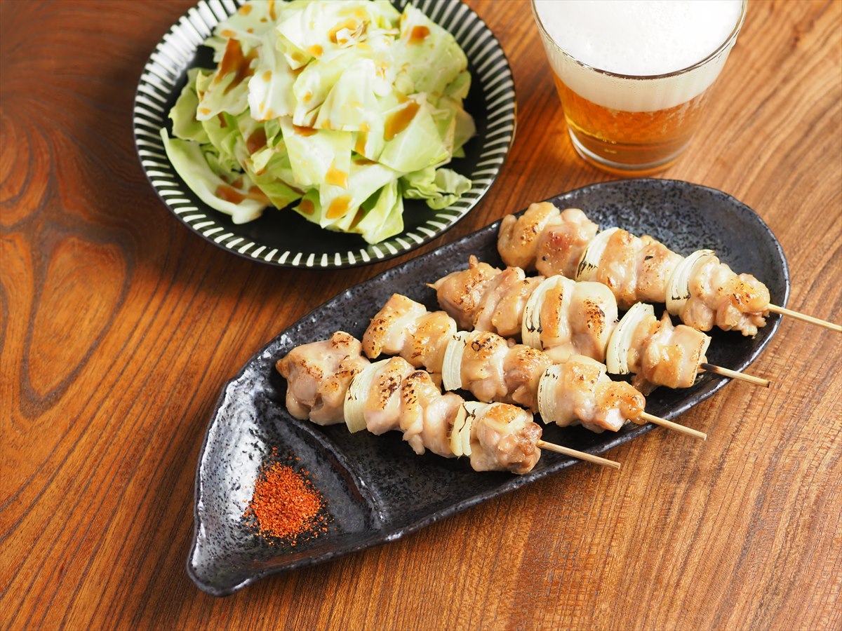 鶏もも肉の焼鳥＆ざく切りキャベツ