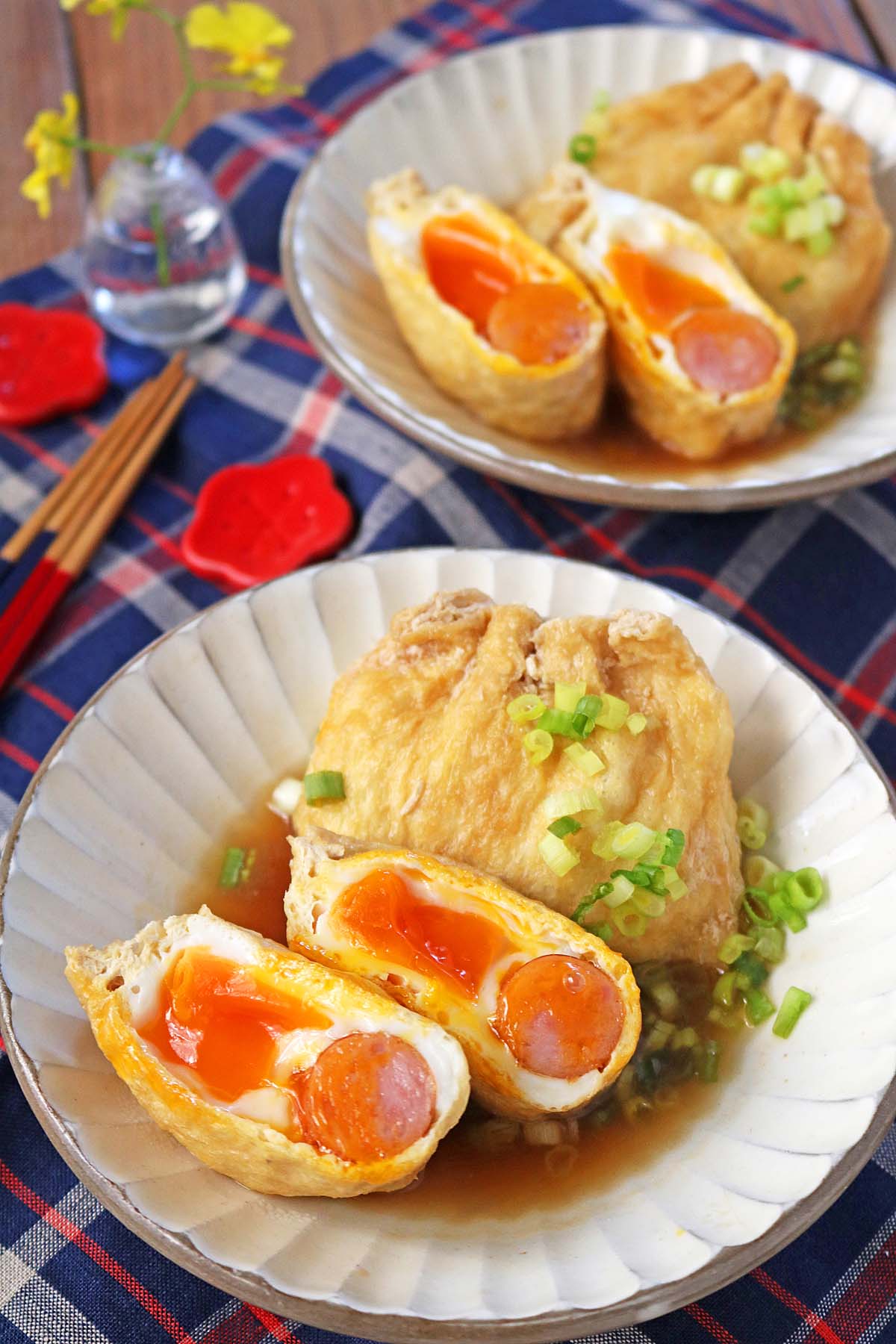油あげのソーセージ卵煮