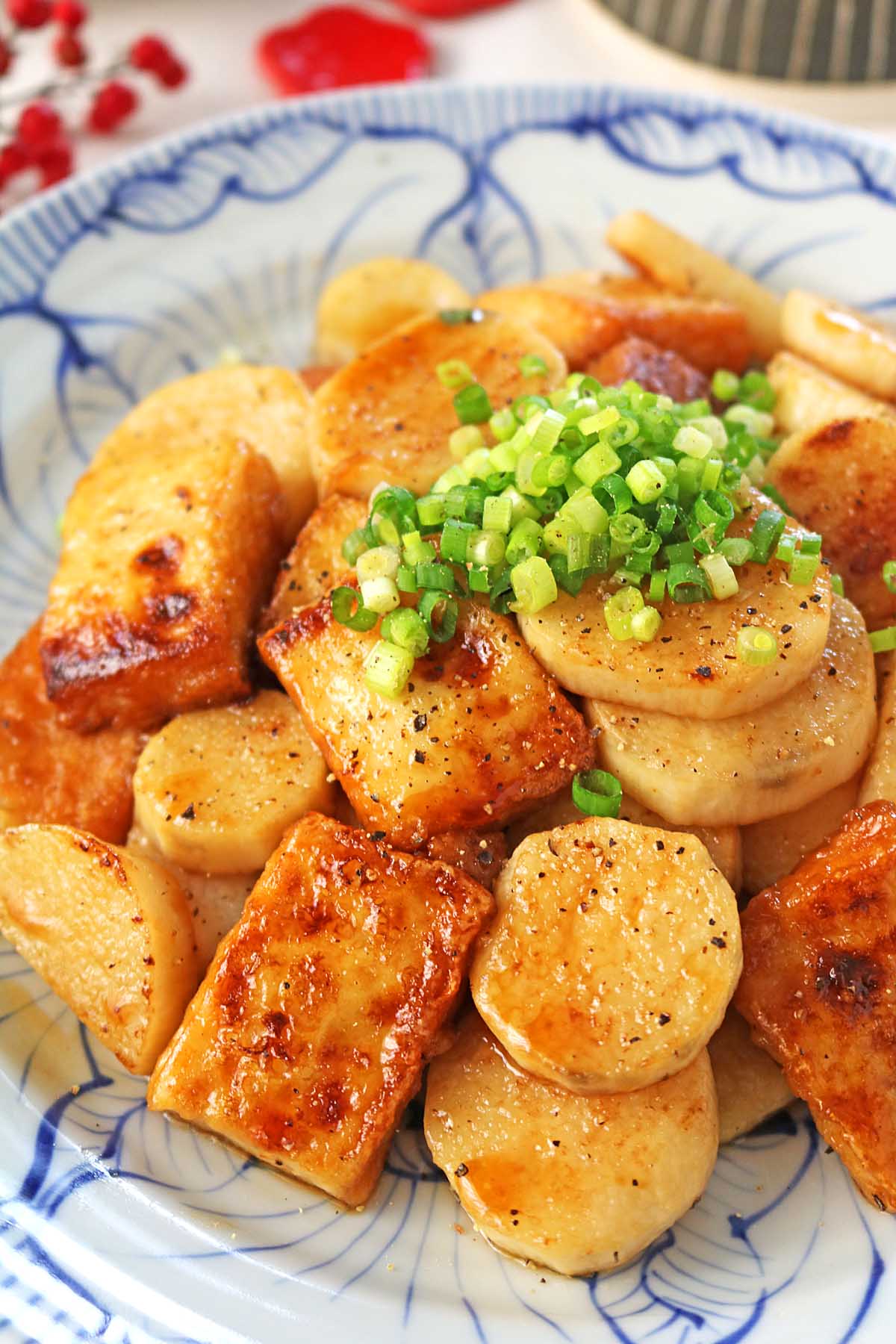 厚揚げと長芋のオイスター炒め８