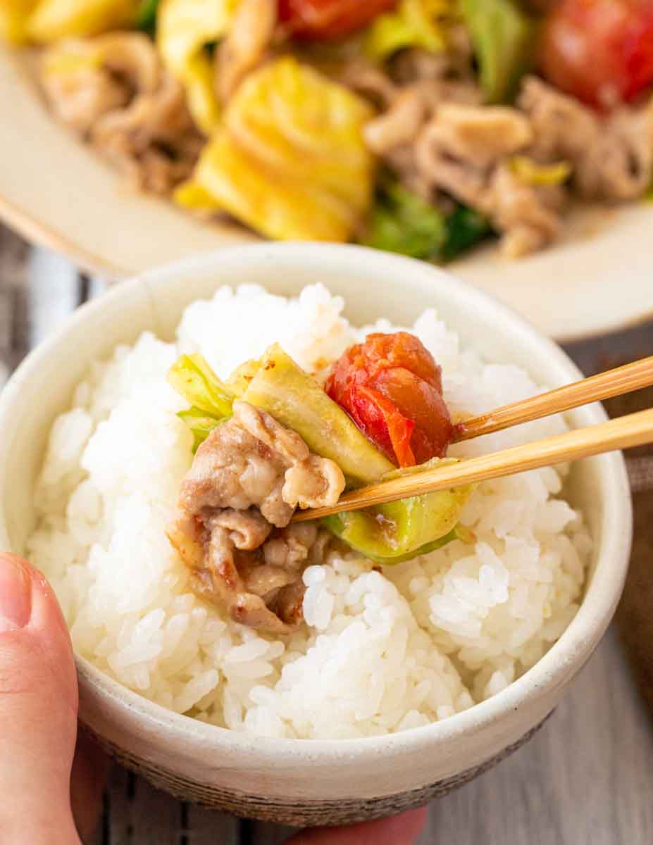 豚肉とキャベツのオイマヨガーリック炒め　完成