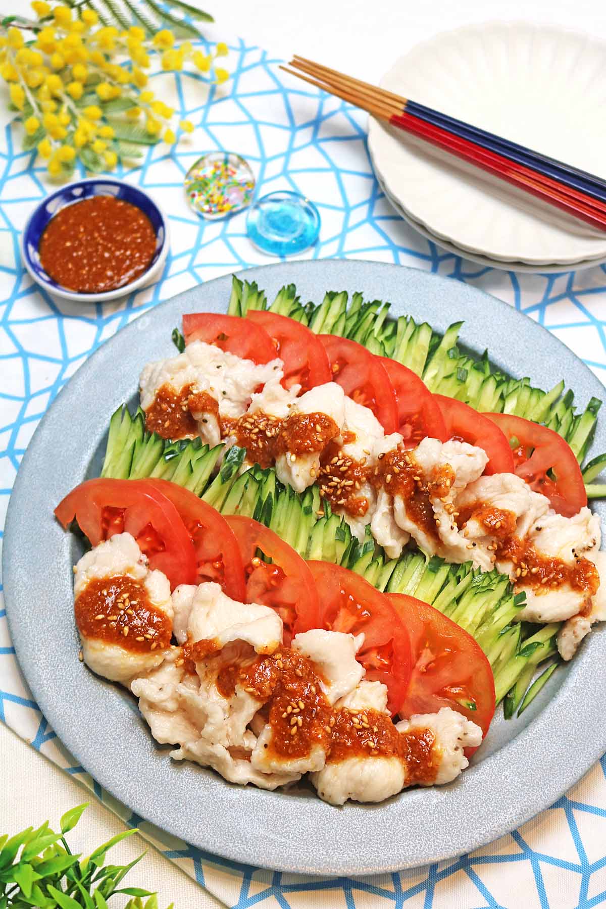 バンバンジー風鶏しゃぶサラダ　完成