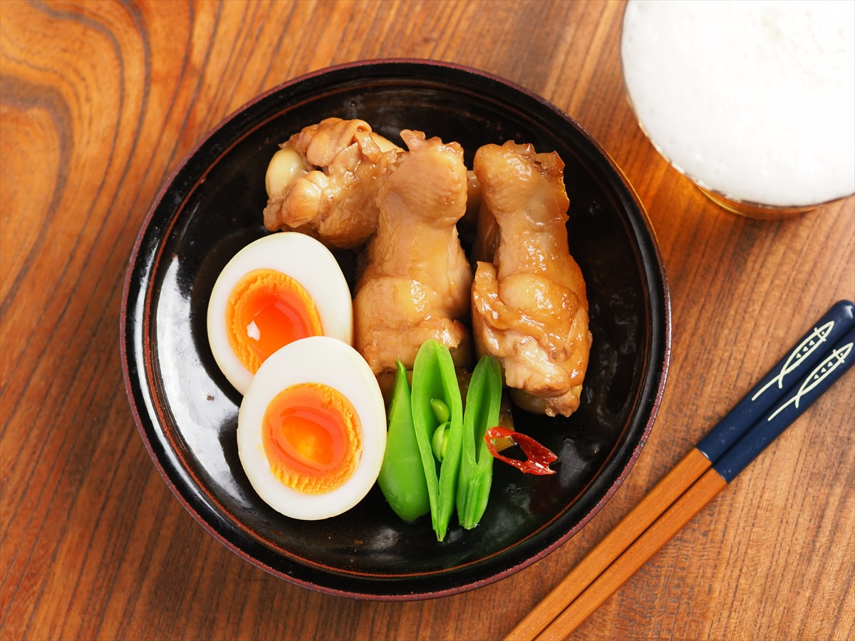 手羽先の甘酢煮、煮卵付き