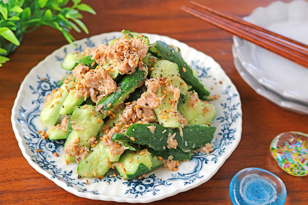 包丁いらずで簡単♪パリパリ食感がやみつき！「塩だれツナきゅうり」