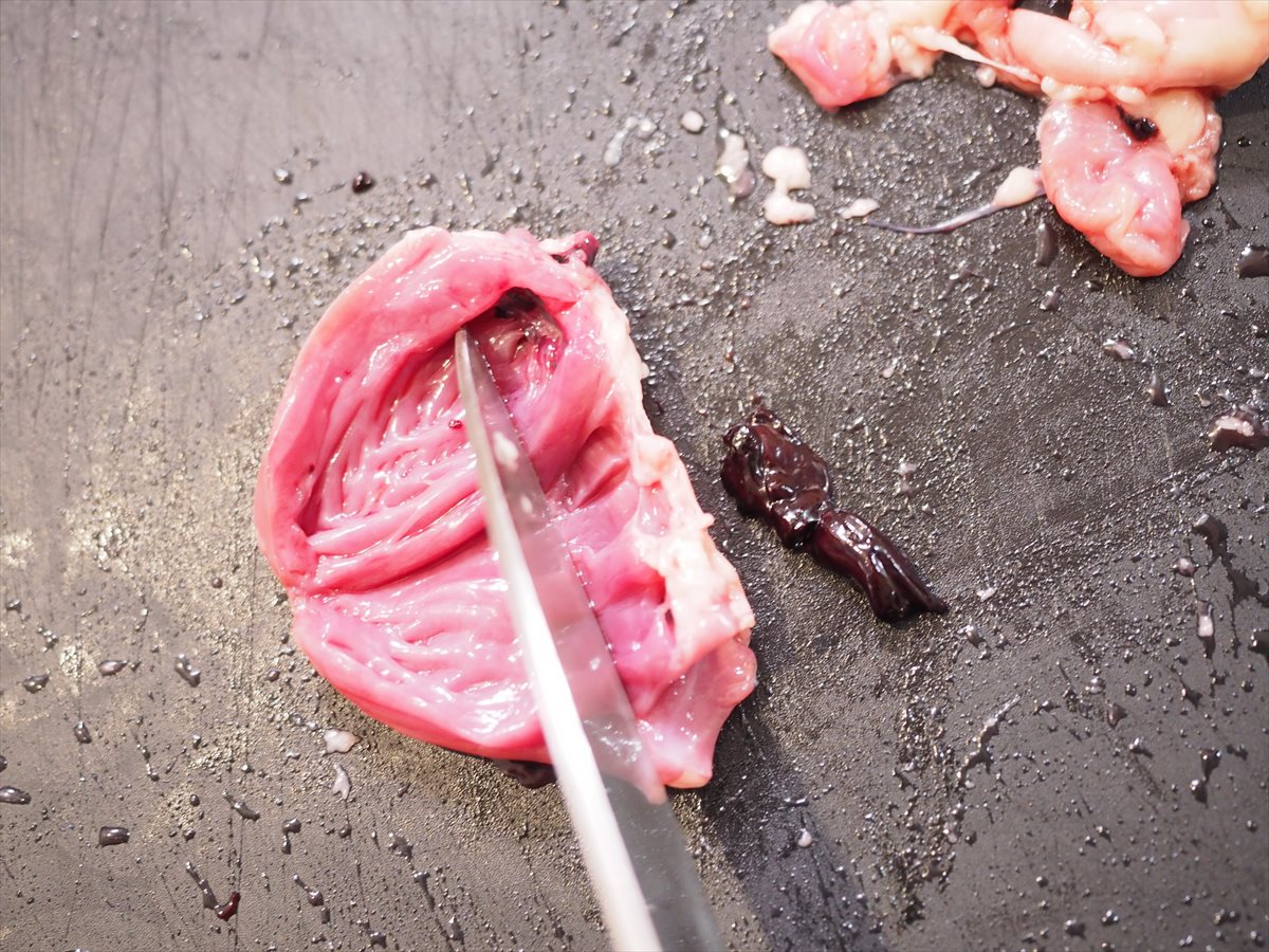 砂肝と鶏ハツのにんにくぽん酢漬け