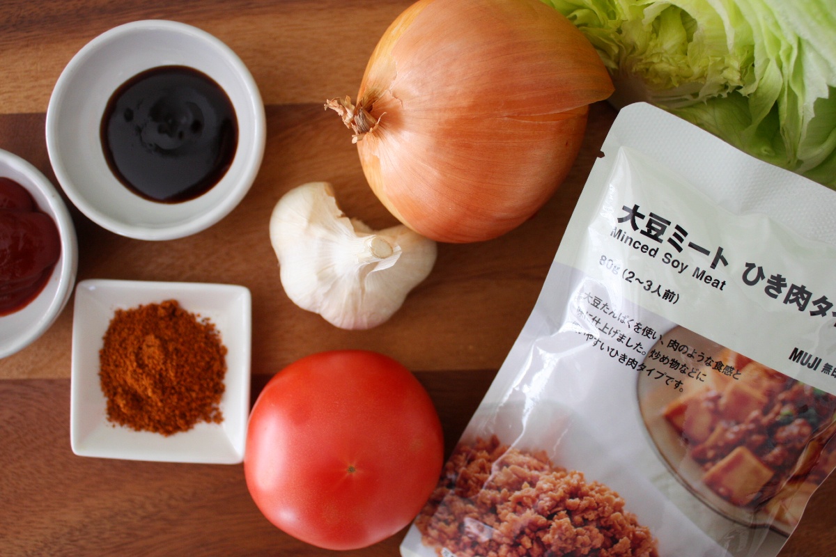 「大豆ミート ひき肉タイプ」で作るタコライスレシピの材料