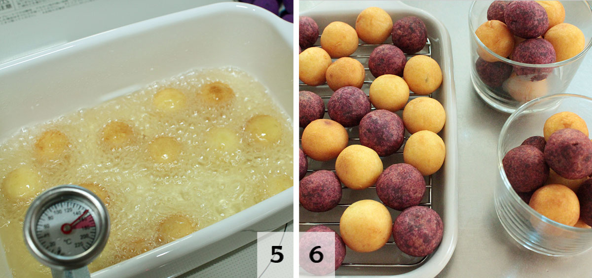 話題の台湾スイーツをご家庭で！プレーンと紫芋「2色のさつまいもボール」