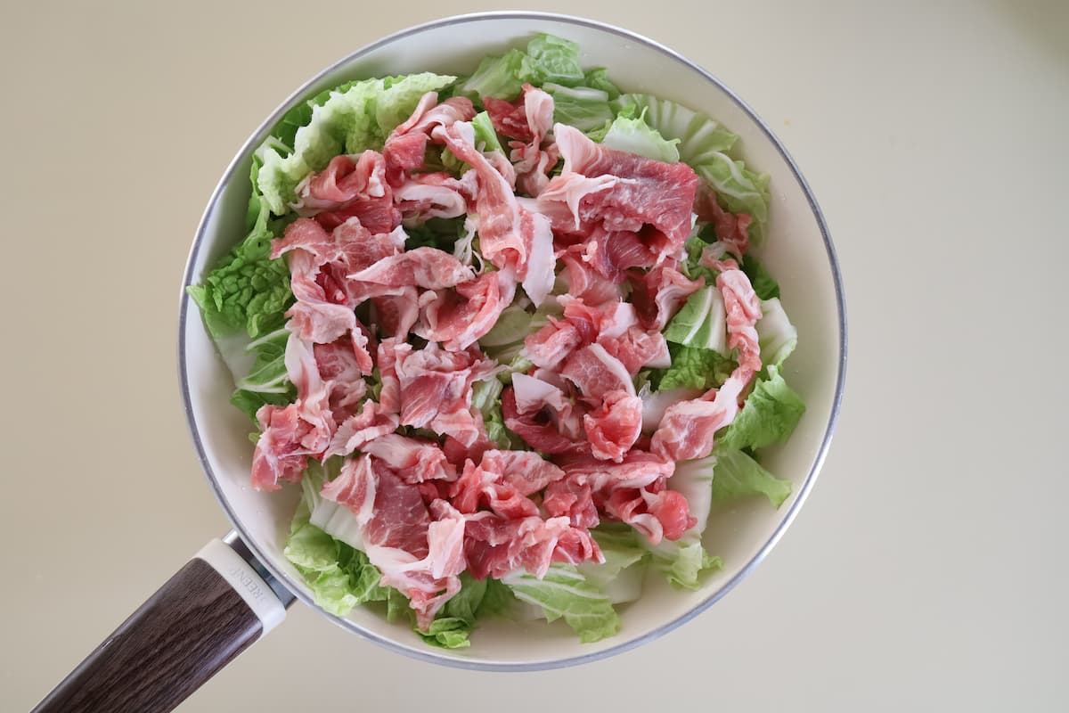 豚肉と白菜のフライパン煮