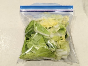 白菜は冷凍保存用袋に入れて冷凍庫へ