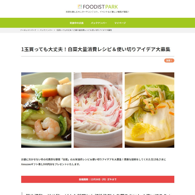 1玉買っても大丈夫！白菜大量消費レシピ＆使い切りアイデア大募集
