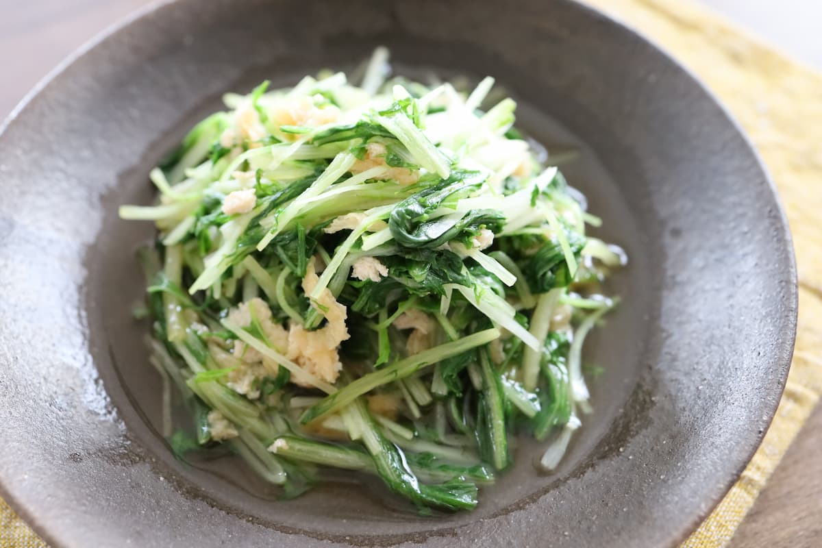 水菜と油揚げの煮浸し