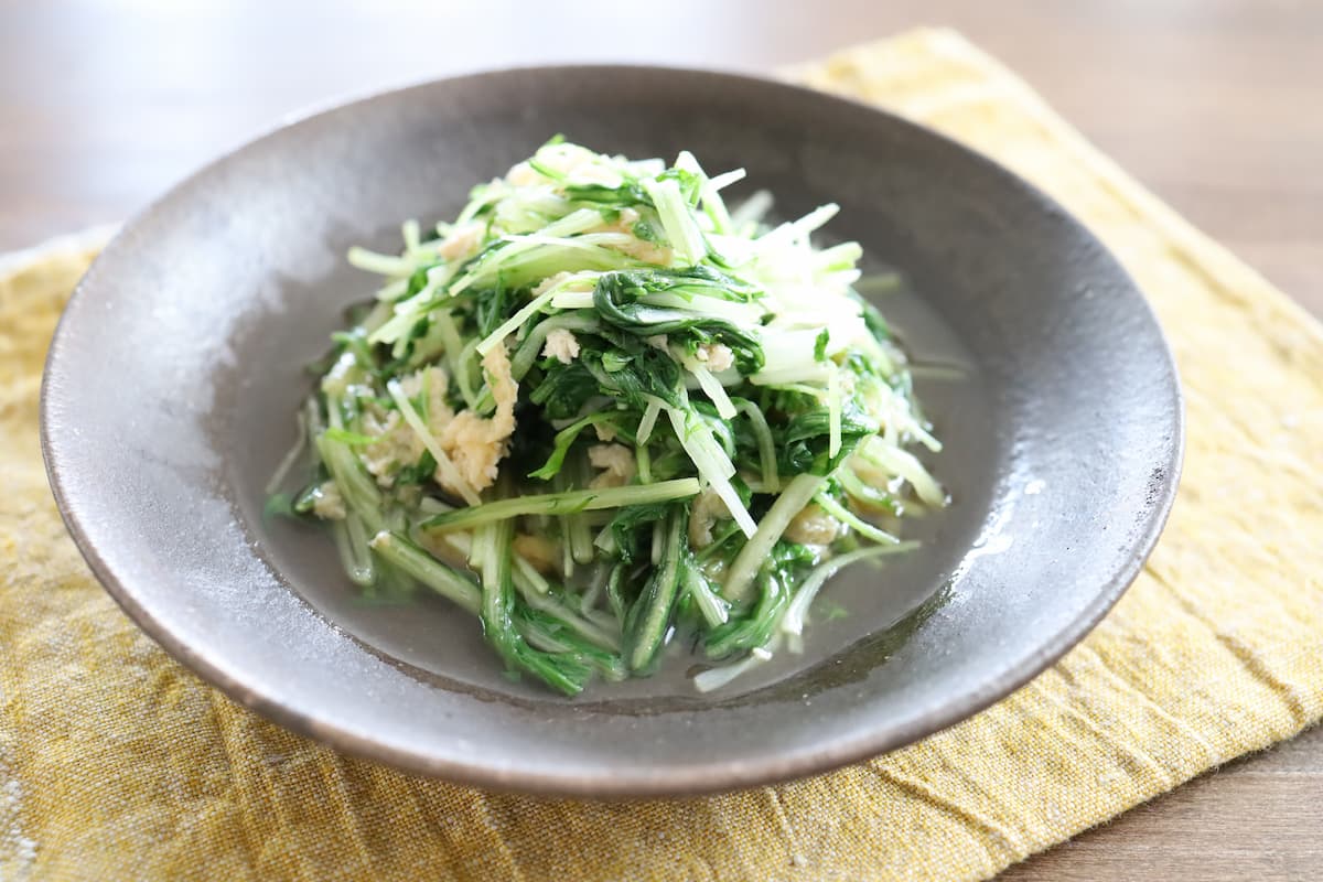 水菜と油揚げの煮浸し