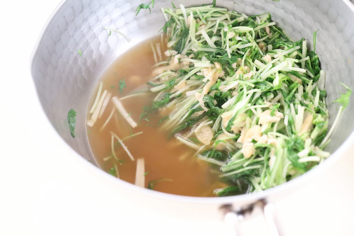 水菜と油揚げの煮浸し