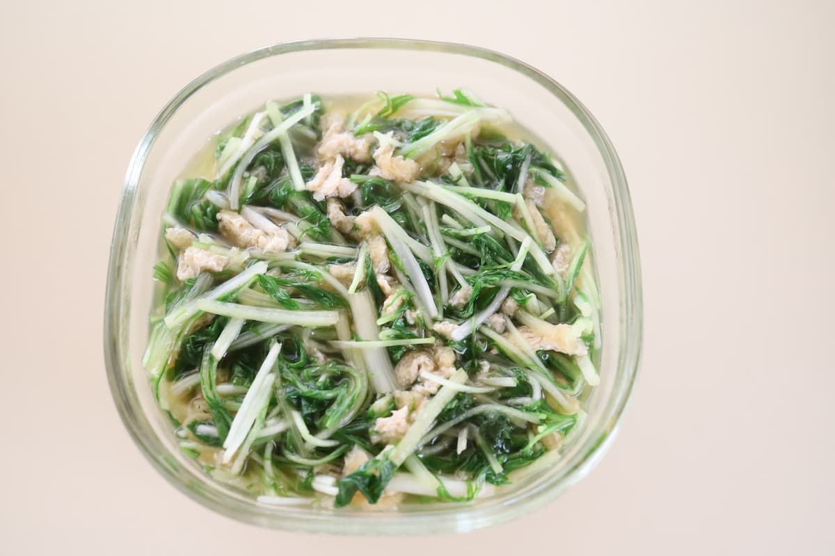 水菜と油揚げの煮浸し