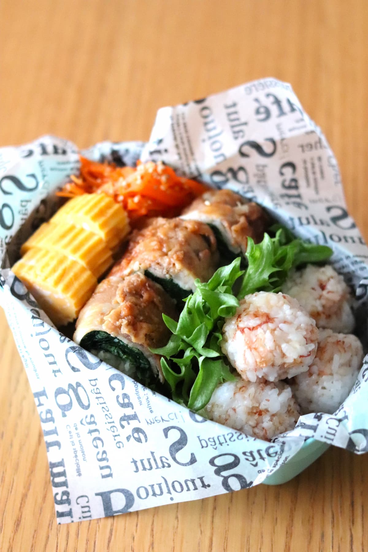 ポテトとほうれん草の豚巻き弁当