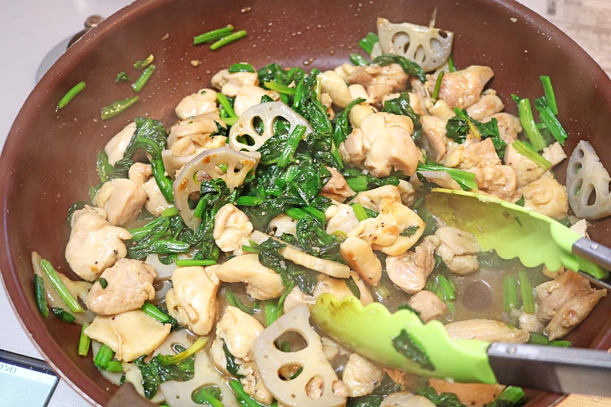 鶏ほうれん草炒め８