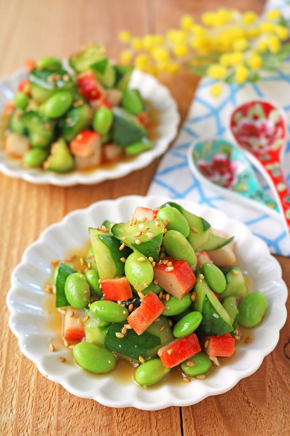 「カニカマきゅうりと枝豆マリネ」レシピ