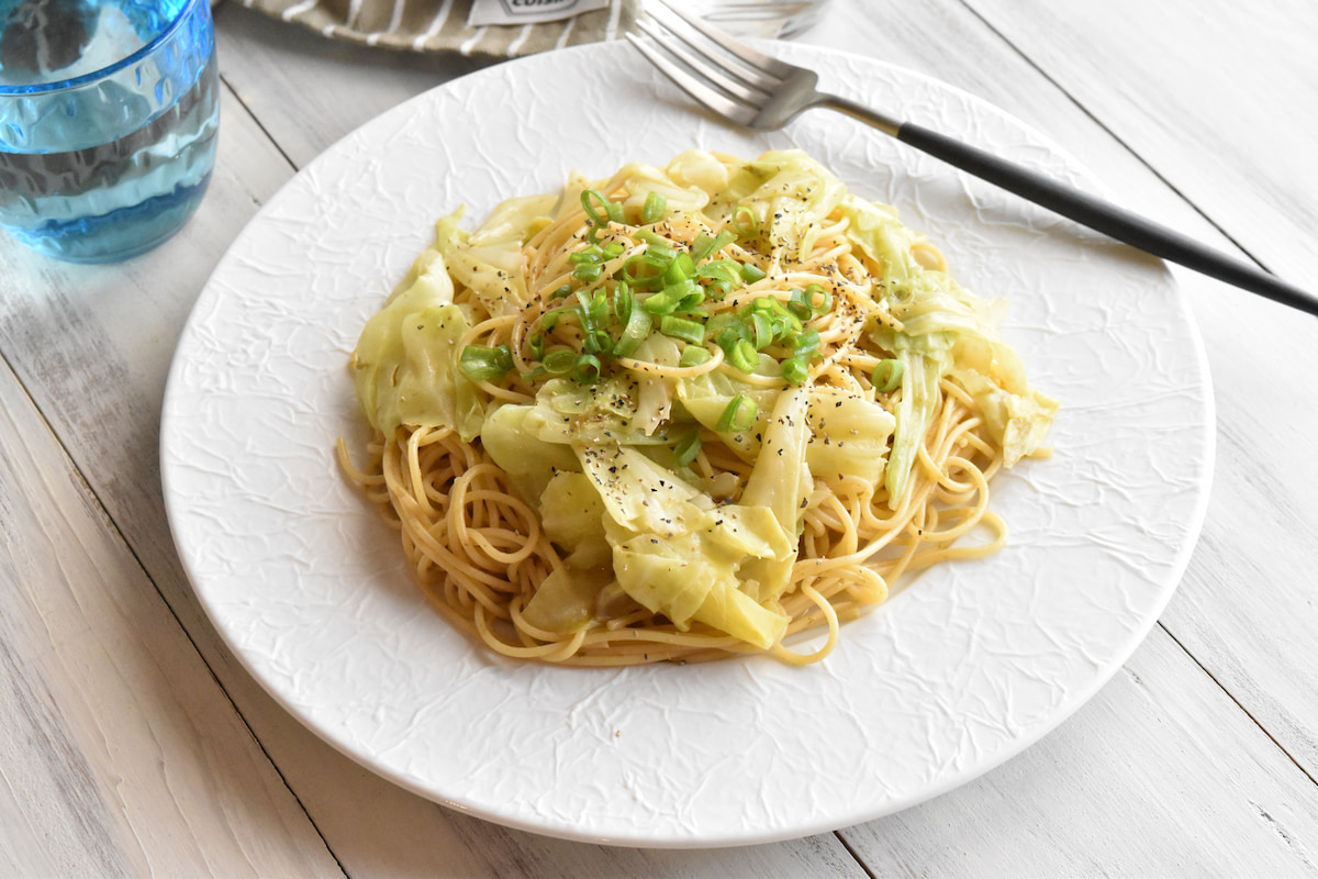 「春キャベツと海苔の佃煮の絶品パスタ」仕上がり