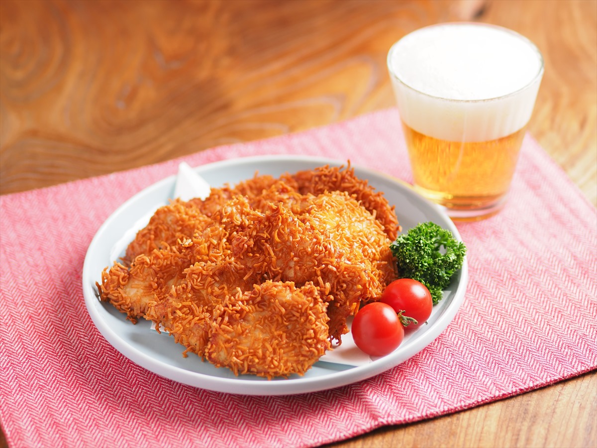 「鶏むね肉のチキンラーメンから揚げ」レシピ
