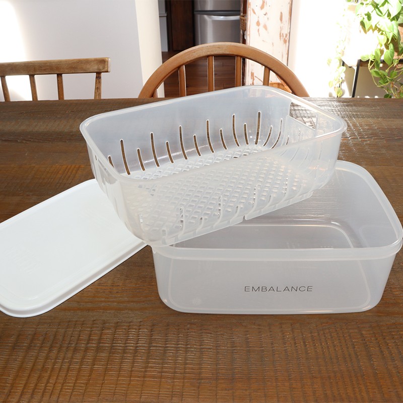 鮮度保持 レクタングルコンテナ XL 2100ml ザル付き