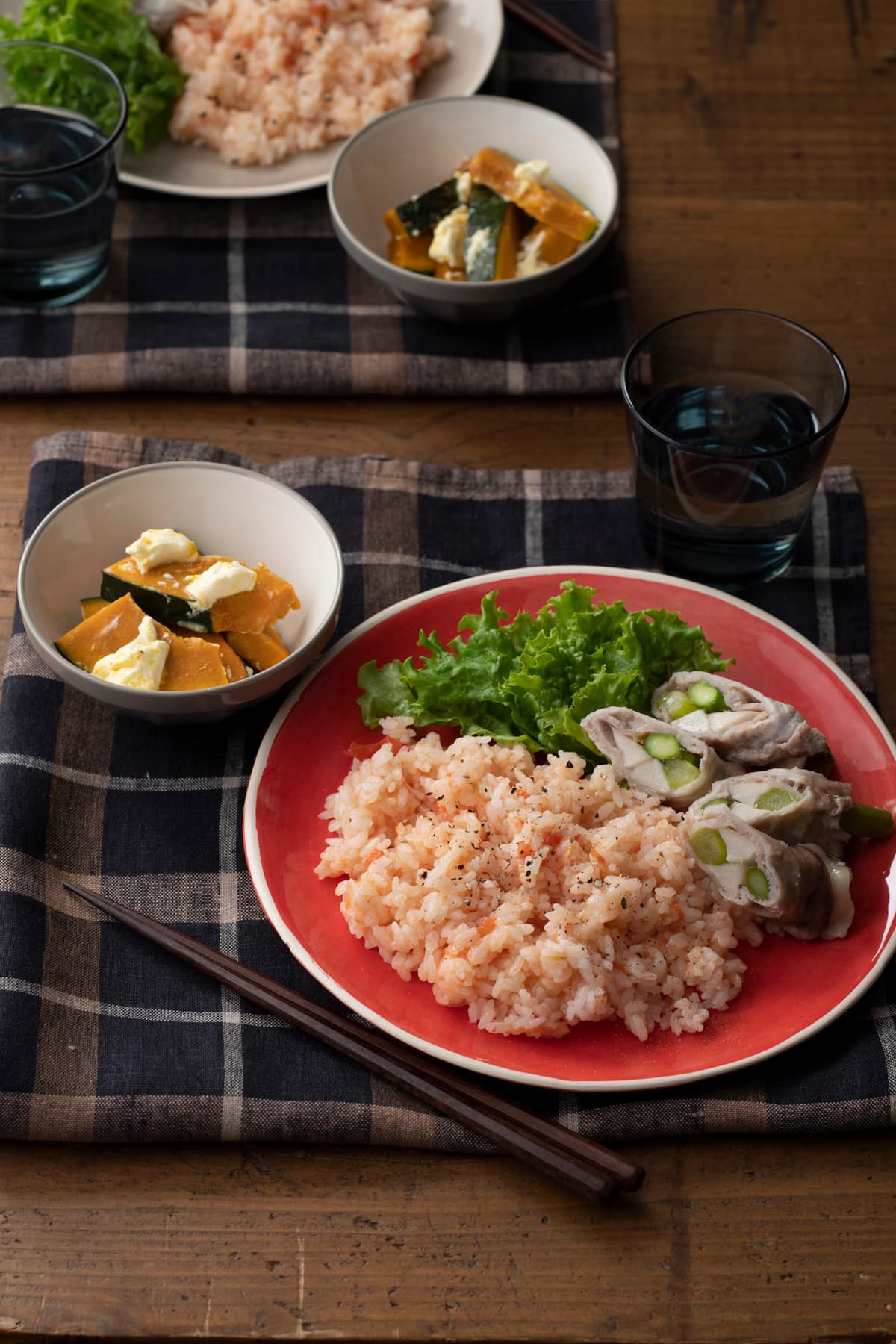 野菜の肉巻き献立