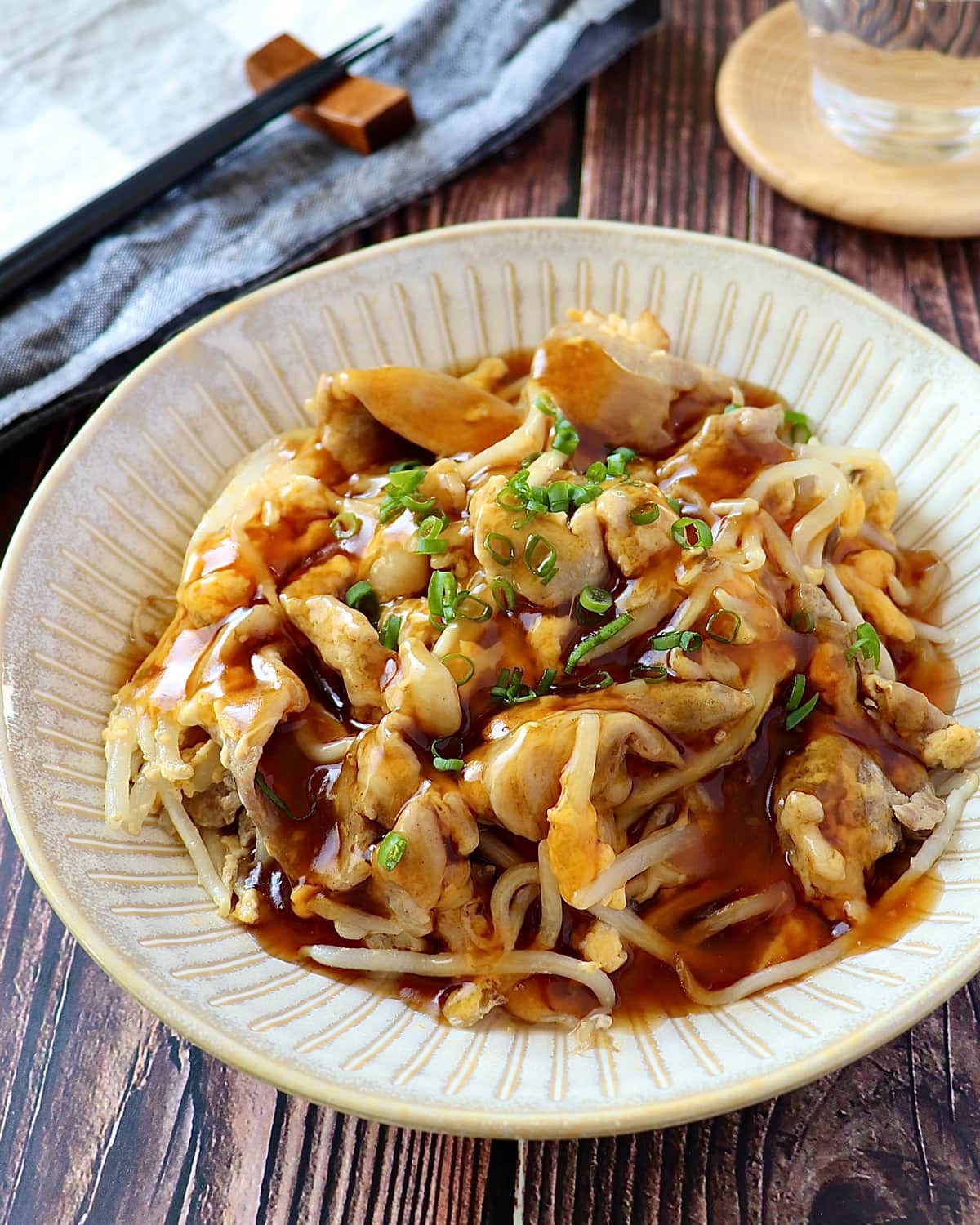 豚玉もやしの甘酢あんかけ
