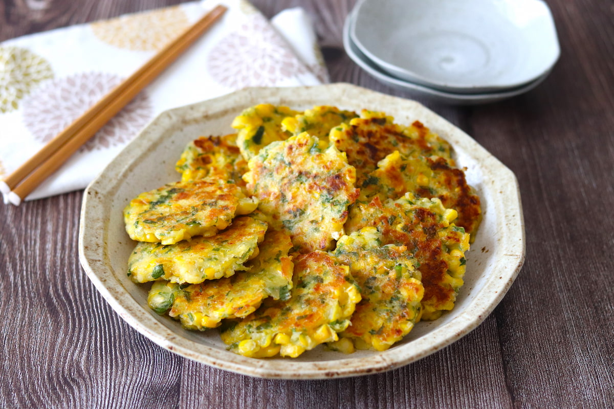 とうもろこしの大葉チーズチヂミ