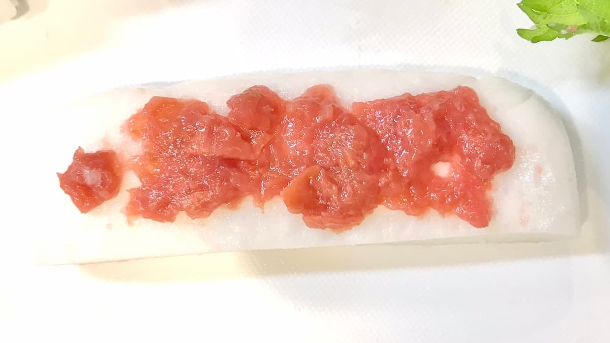 はんぺんの梅しそ肉巻き　材料　まいのおやつ