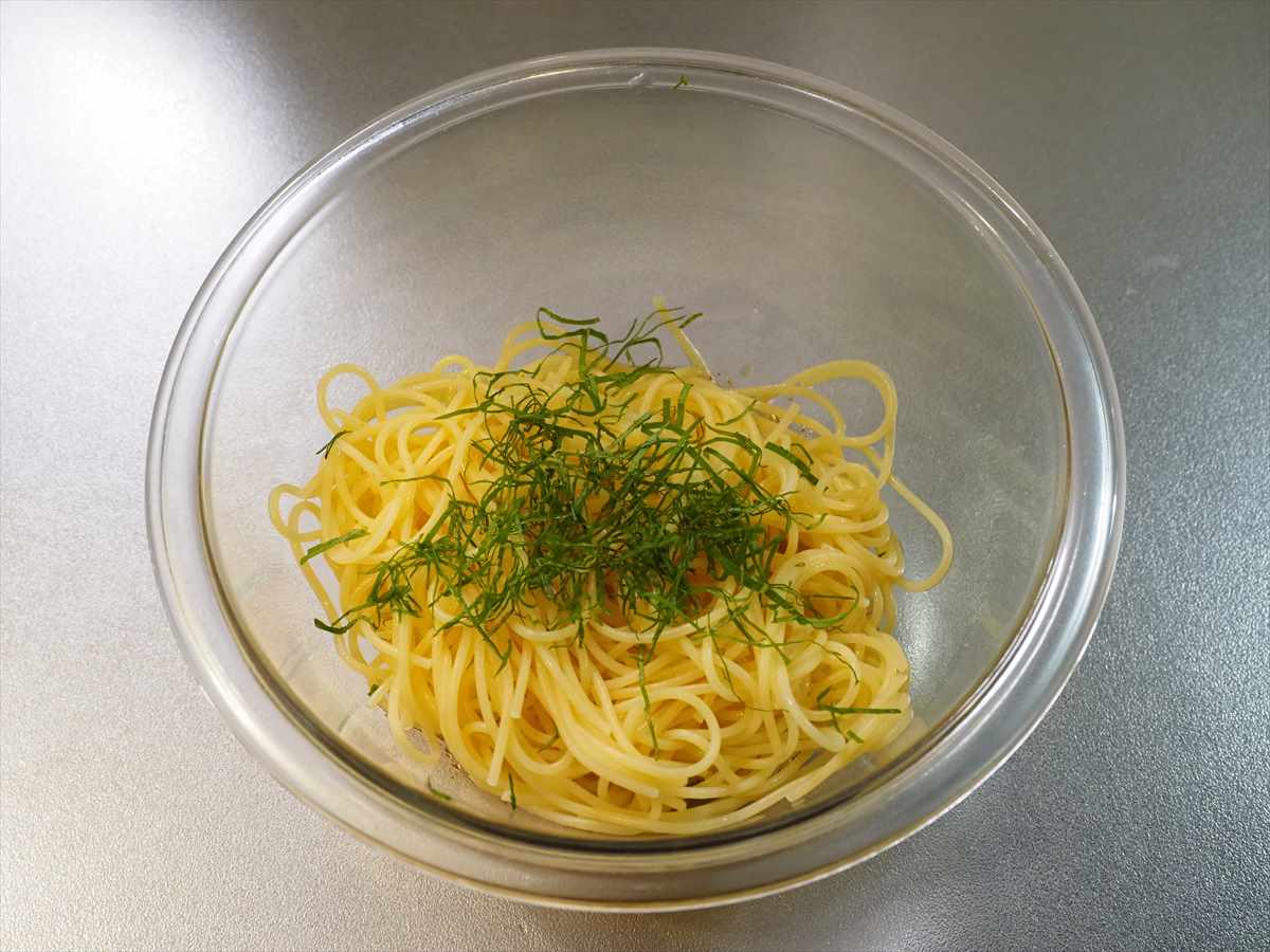 明太水晶鶏の冷製パスタ