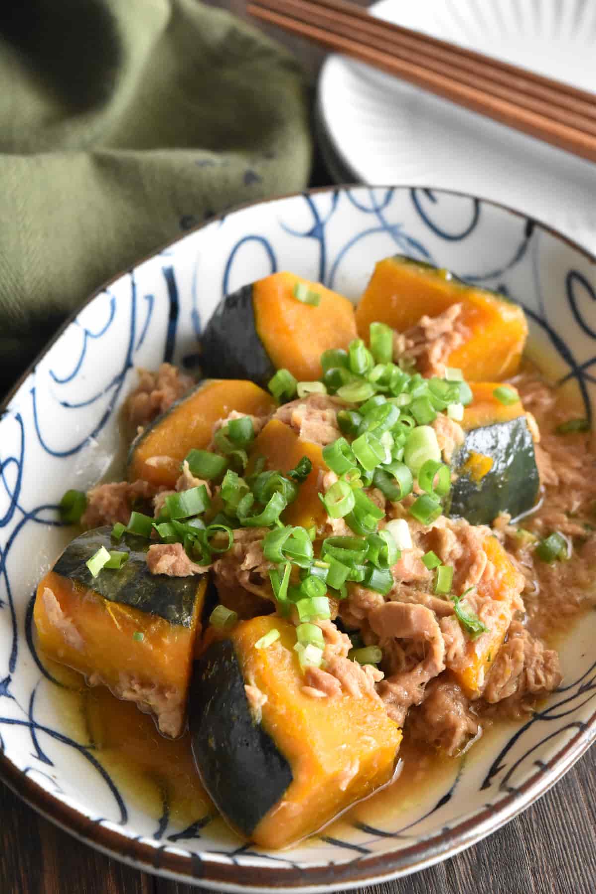 出来上がり(ツナとかぼちゃのめんつゆ煮)