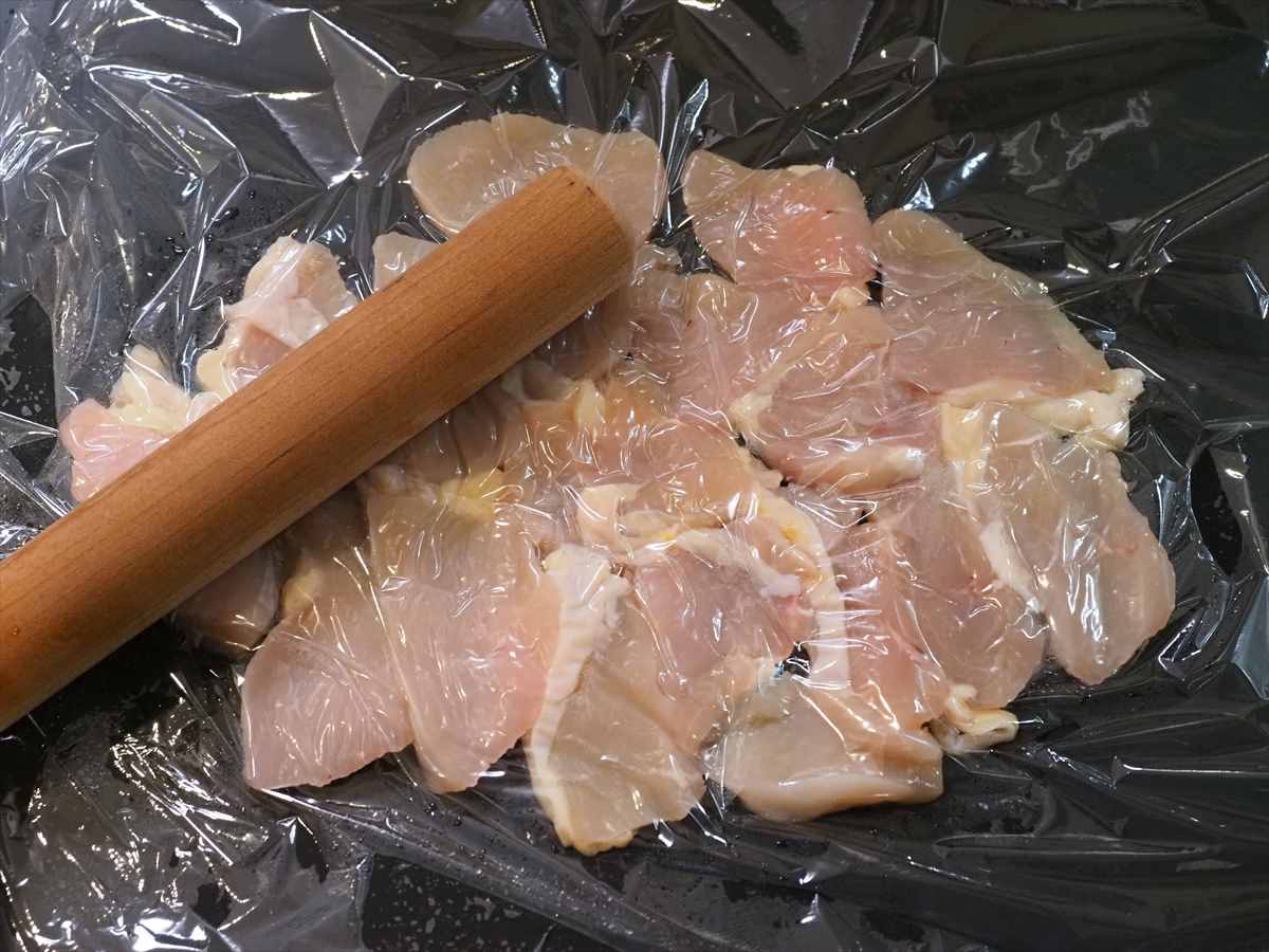 水晶鶏のパクチー納豆和え