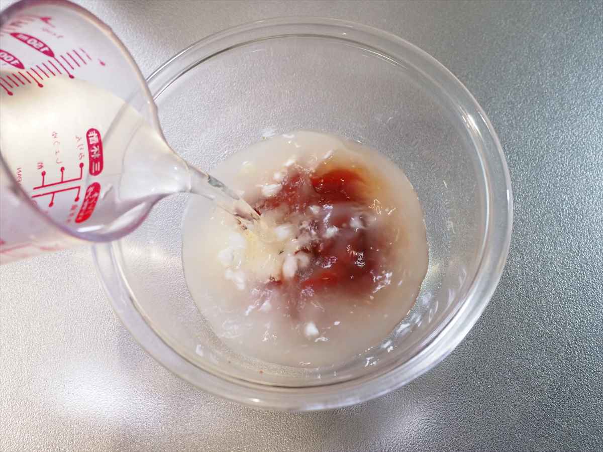 鶏もも肉とふわふわたまごのチリソース炒め