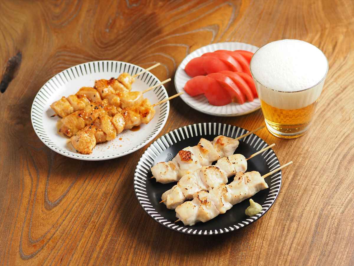 鶏むね肉の旨塩焼き鳥、タレ焼き