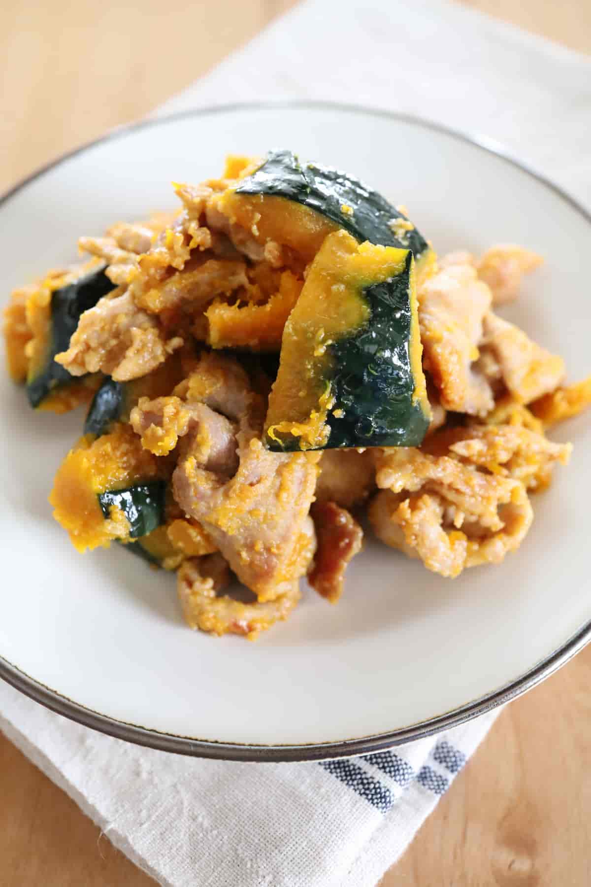 かぼちゃと豚肉のみそ炒め