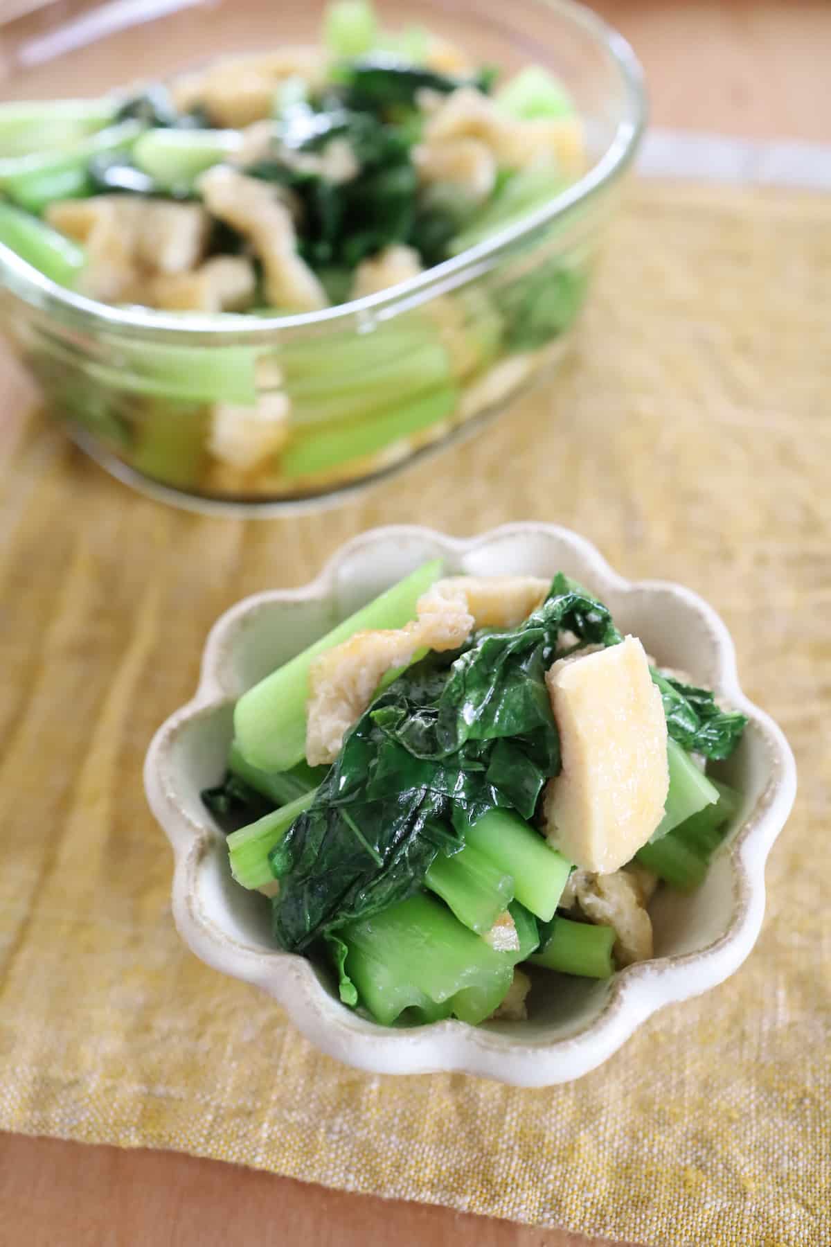 小松菜と油揚げのレンチン煮