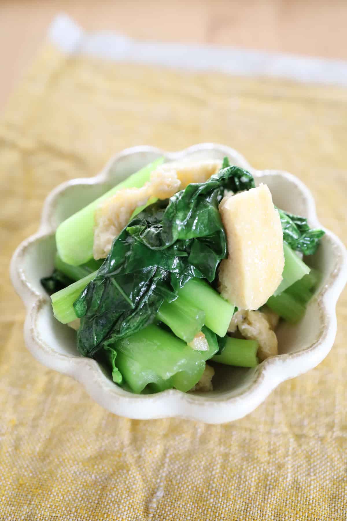 小松菜と油揚げのレンチン煮
