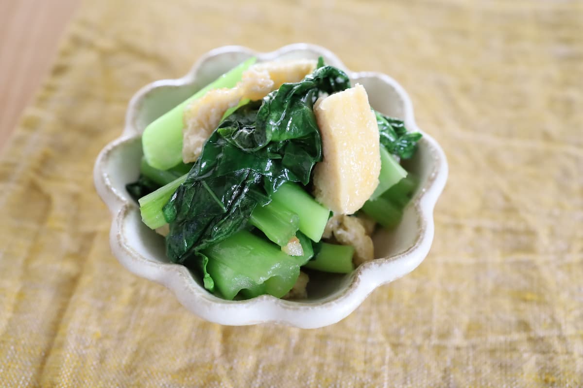 小松菜と油揚げのレンチン煮