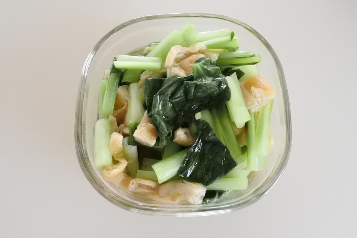 小松菜と油揚げのレンチン煮