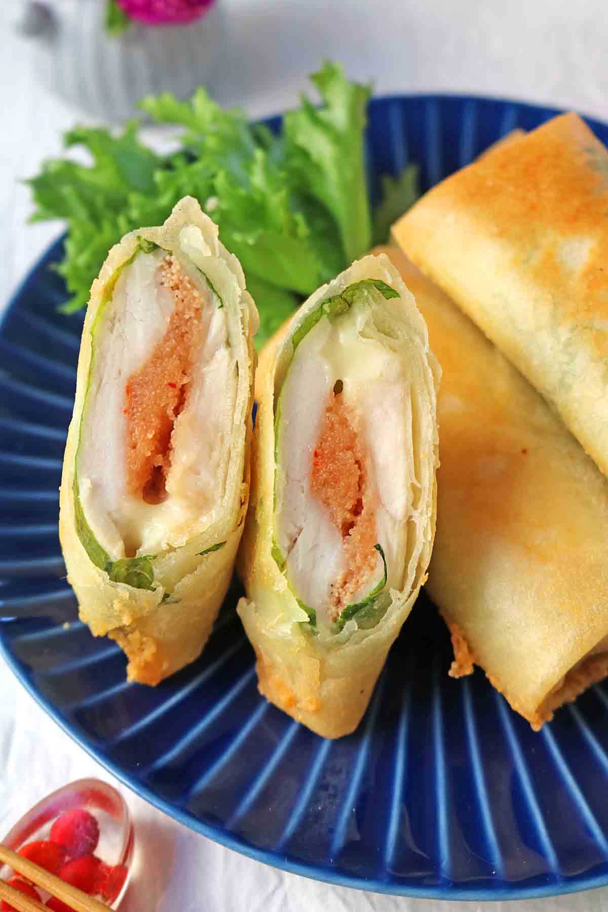 ささみと明太子のチーズ春巻きレシピ