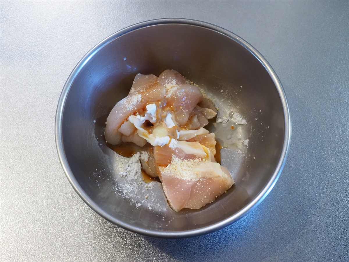 鶏むね肉の水晶鶏入り釜揚げ蕎麦
