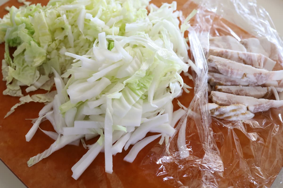 白菜とベーコンのフライパン煮