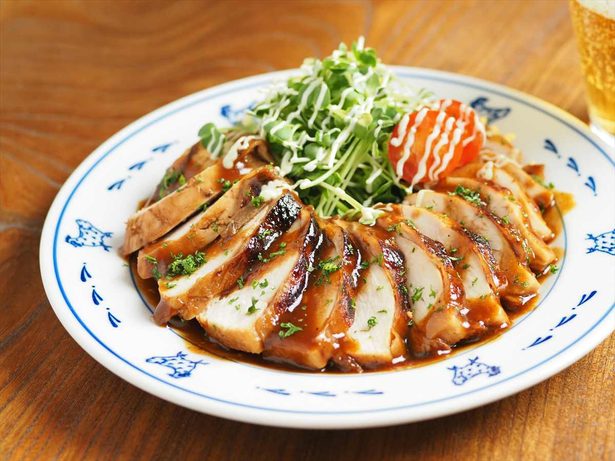鶏むね肉のウスターソース焼き