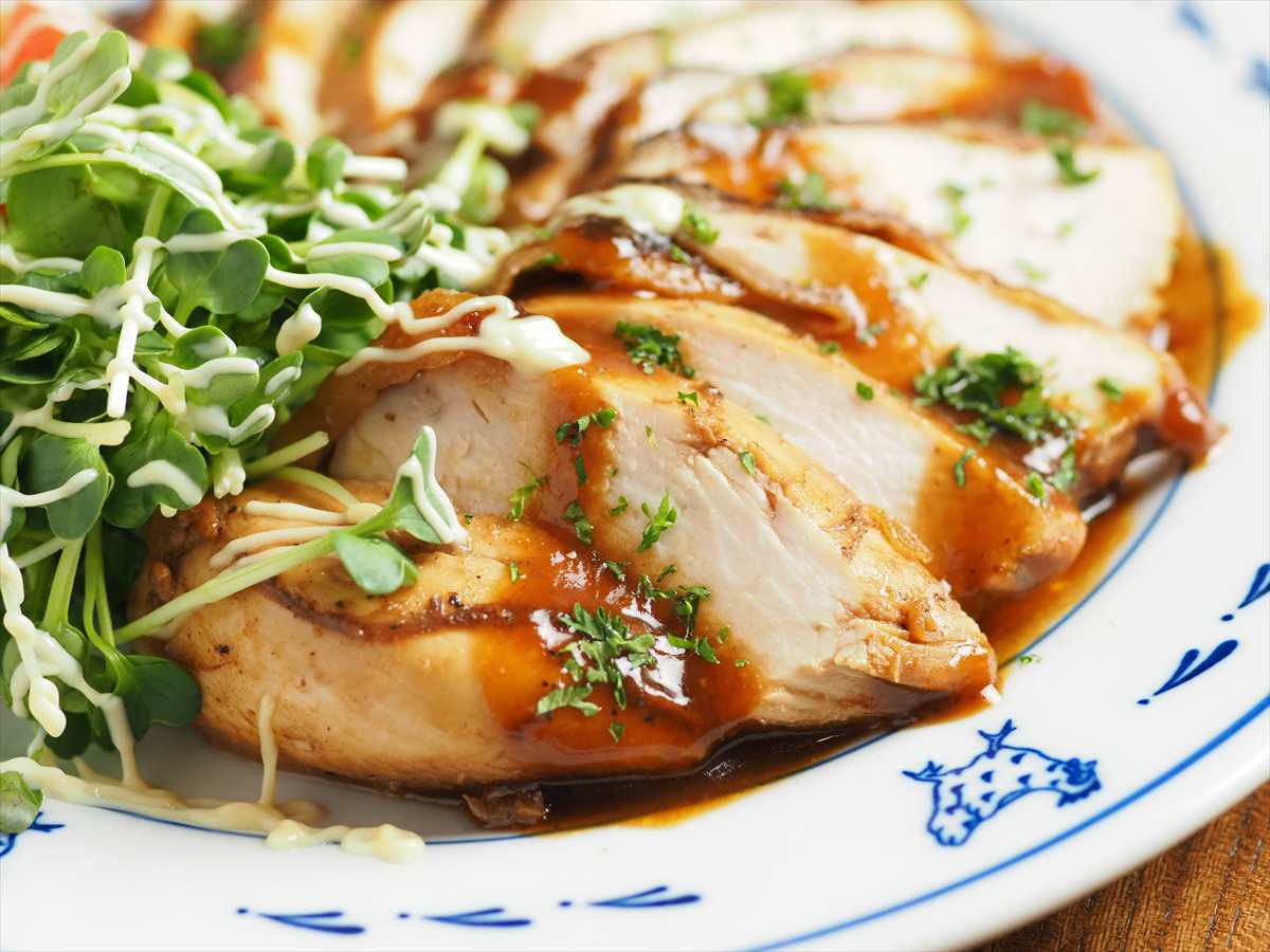 鶏むね肉のウスターソース焼き