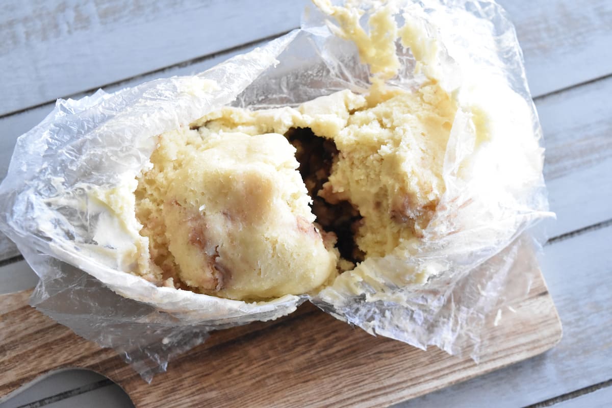 出来上がり(茹で小豆であん蒸しパン)